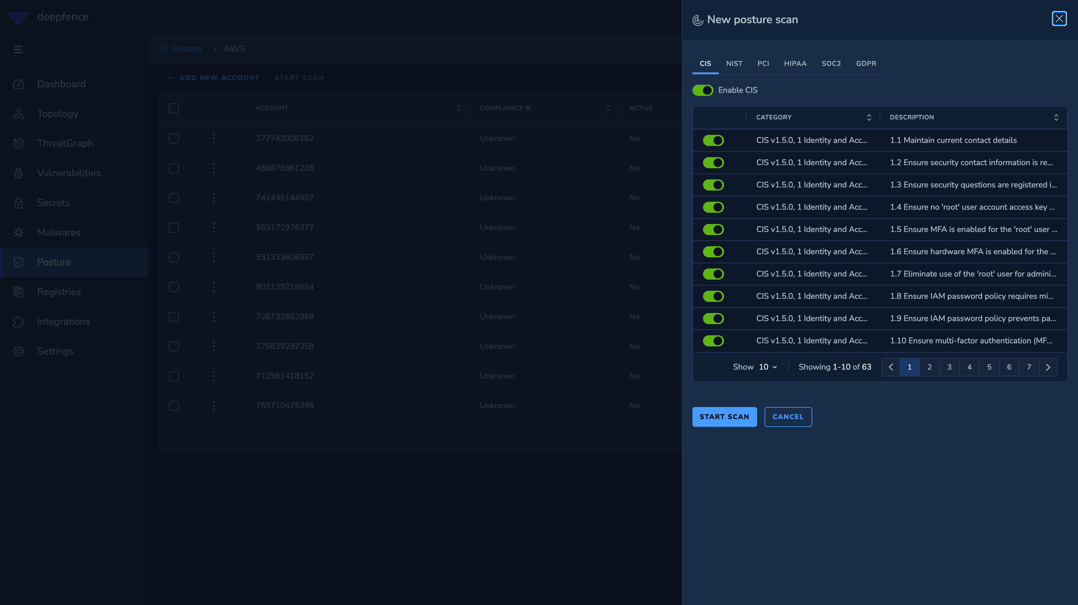 Cloud Compliance Scan - Chose Benchmark