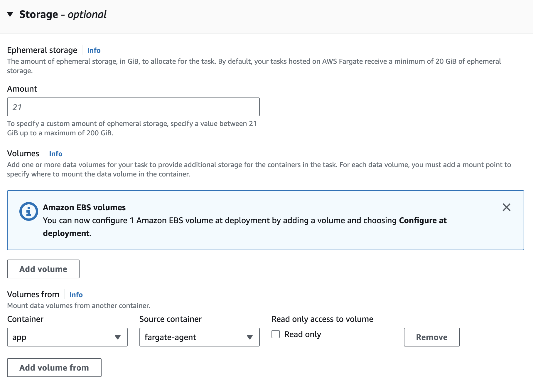 Configure VolumesFrom Setting text