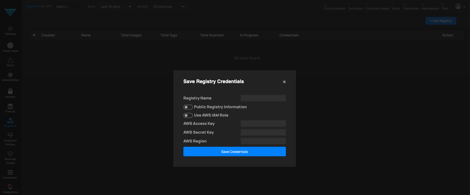 ECR Add Registry Form