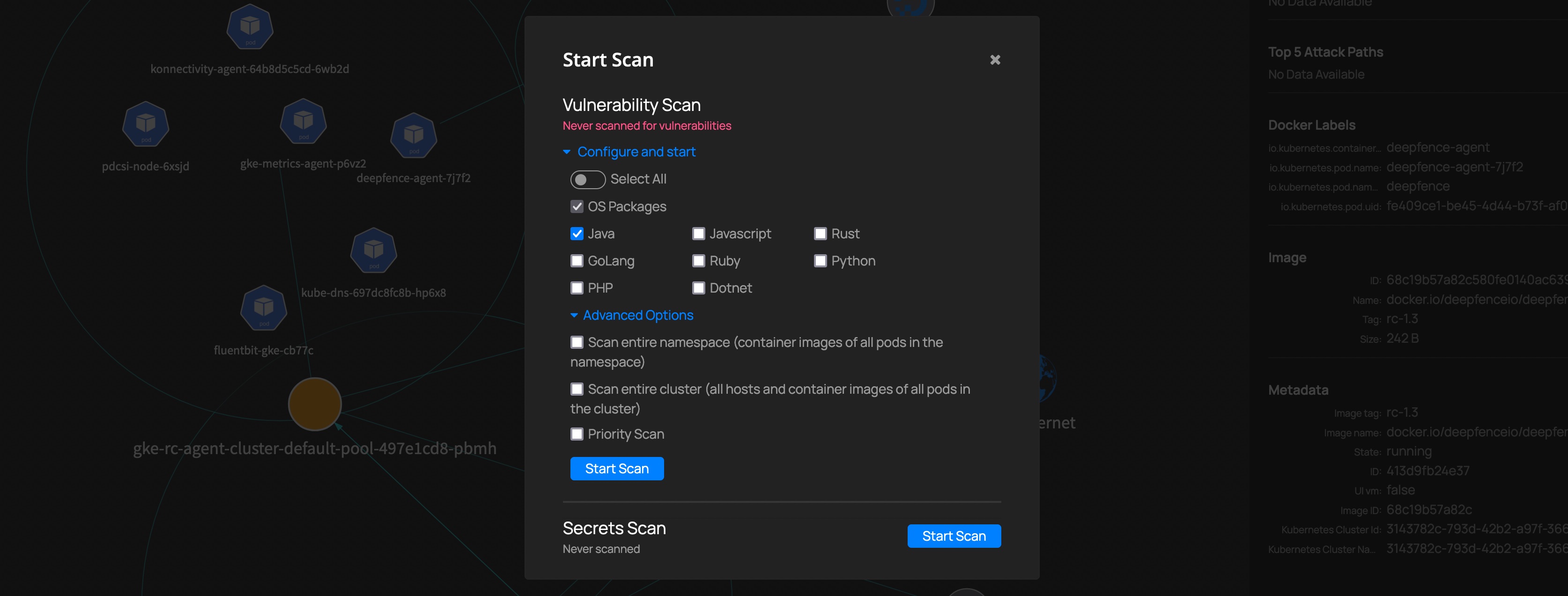 Vulnerability Scan - choose what to scan